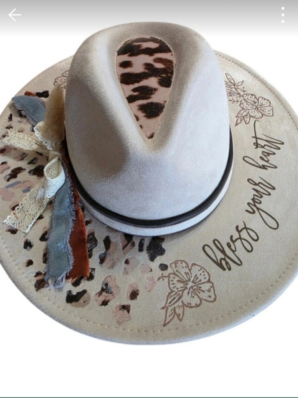 Women’s Beige Leopard Accent Felt Fedora Hat - Bless Your Heart